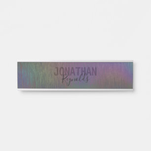 Modernes Holografisches Rainbow Metal Hangin Name Türschild