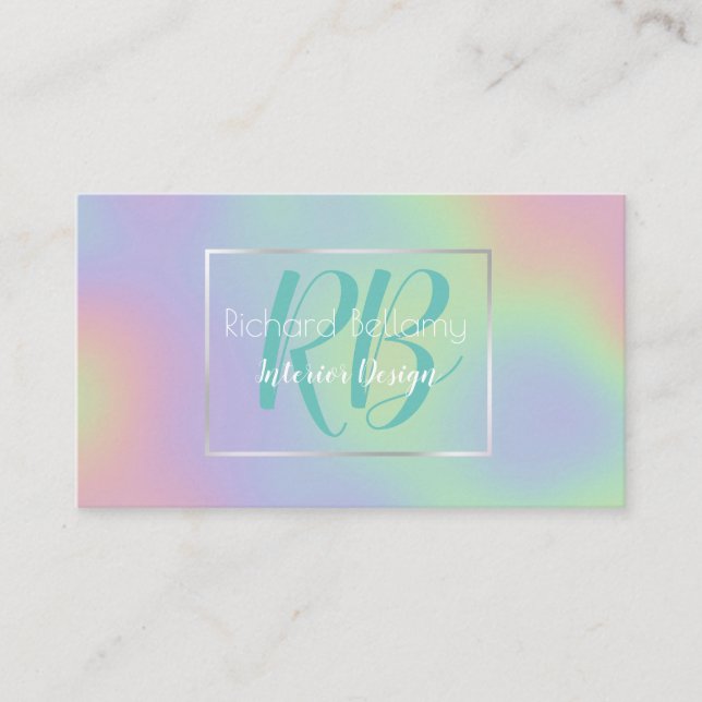 Modernes Holografisches Regenbogenmetall - Visiten Visitenkarte (Vorderseite)