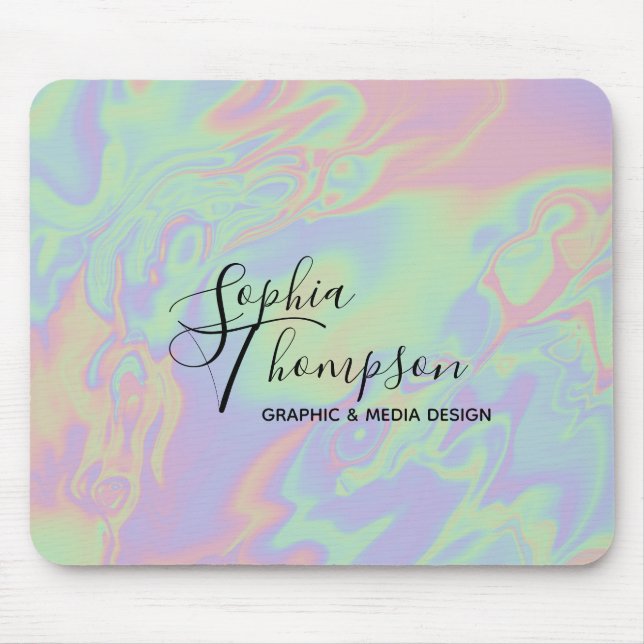 Modernes Holografisches Script Rainbow Pastel Mous Mousepad (Vorne)