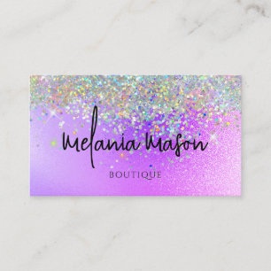 Modernes Holographic Glitzer Boutique Shop Lila Visitenkarte