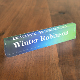 Modernes Holograu-Grün Türkis Namensplakette