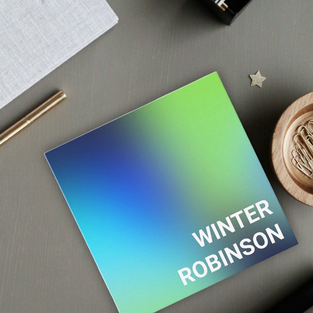 Modernes Holograu-Grün Türkis Quadratische Visitenkarte (Hologram gradient design for stylish business card )