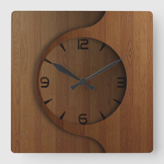 Modernes Holzdesign Quadratische Wanduhr (Vorderseite)