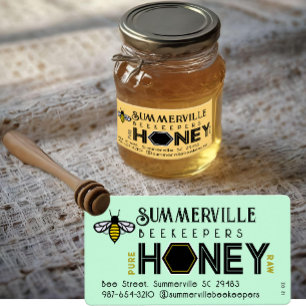 Modernes Honey-Label mit Hexagon-Grenze und Biene
