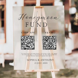 Modernes Honeymoon Fund QR Code Akronylic Wedding  Acrylschild