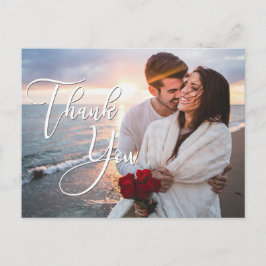 Modernes Honeymoon Wedding Foto Vielen Dank Postkarte