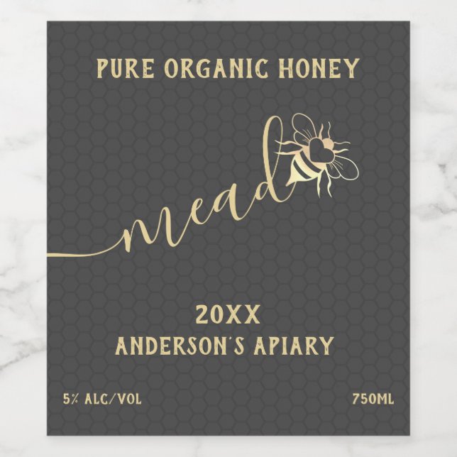 Modernes Honigwabenmeer Weinetikett (Einzelnes Label)