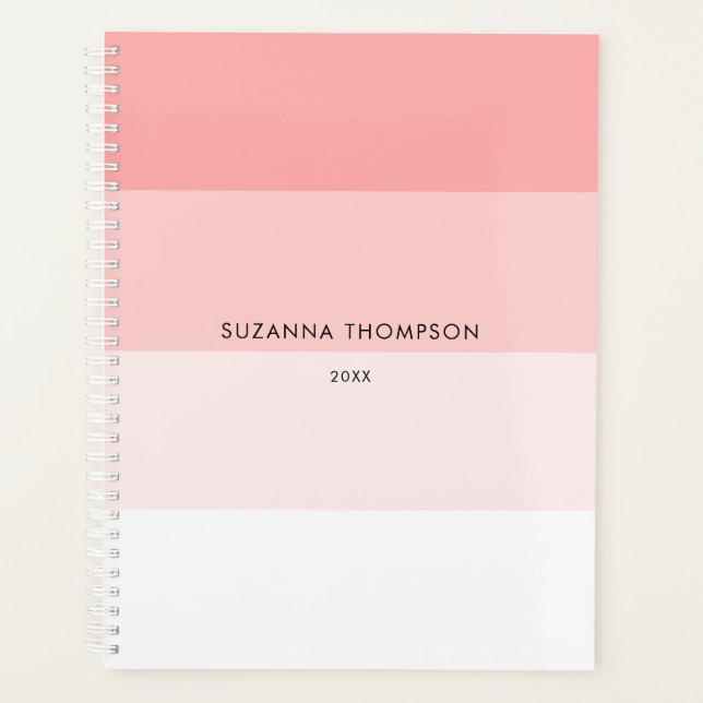 Modernes, horizontales Strippastellfarben Rosa Planer (Vorderseite)