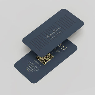 Modernes Hortikultura Monogram Dark Blue Gold Visitenkarte