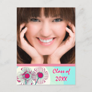 Modernes Hot Pink Aqua Abschluss Open House Einlad Einladungspostkarte