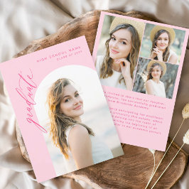 Modernes Hot Pink Foto Abschluss Graduate Ankündigung