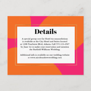 Modernes Hot Pink und Orange Abstrakt Wedding RSVP Begleitkarte