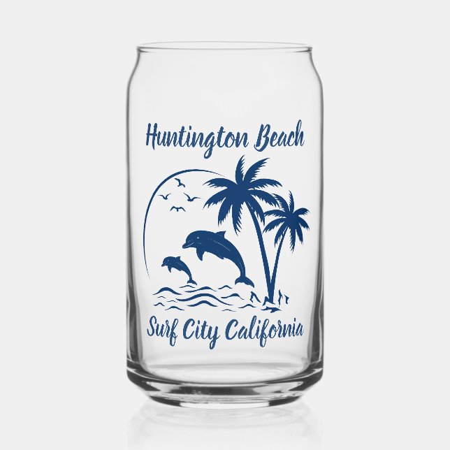 Modernes Huntington Beach California Dark Blue Dosenglas (Vorderseite)