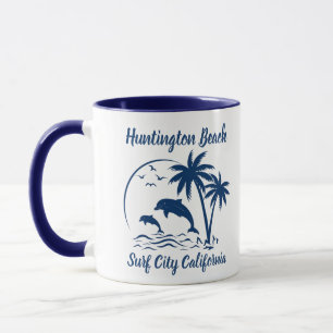 Modernes Huntington Beach California Dark Blue Tasse