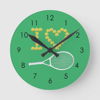 Modernes I Liebe Tennis Green Runde Wanduhr