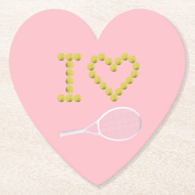 Modernes I-Liebe Tennis Pink Untersetzer (Vorderseite)