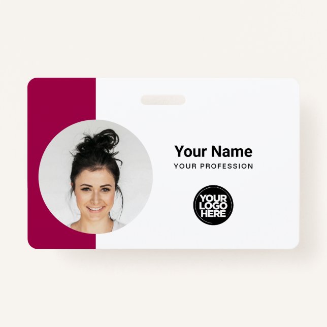 Modernes ID Card Minimalistisch QR Round Foto Ausweis (Vorderseite)
