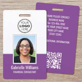Modernes ID Foto Business QR Security Lila Abzeich Ausweis
