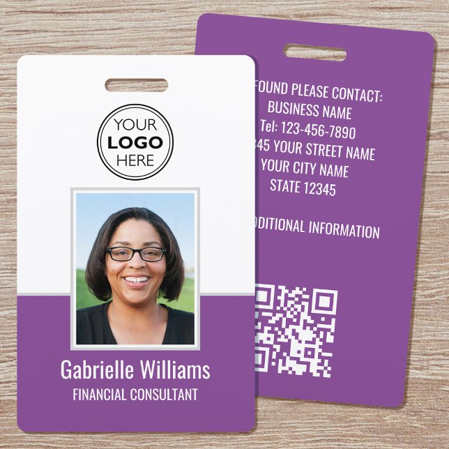 Modernes ID Foto Business QR Security Lila Abzeich Ausweis (Von Creator hochgeladen)
