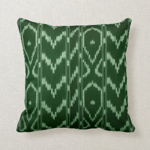 Modernes Ikat-Tribal Zickzack  Waldminze Kissen