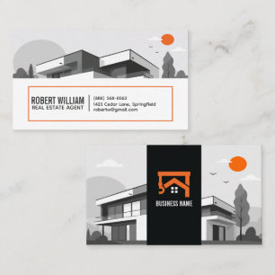 Modernes Illustrationshaus Orange Immobilienmakler Visitenkarte