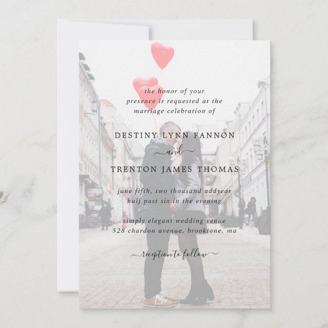 Modernes Imitat Vellum Foto in einer Hochzeit Einladung (Vorderseite)