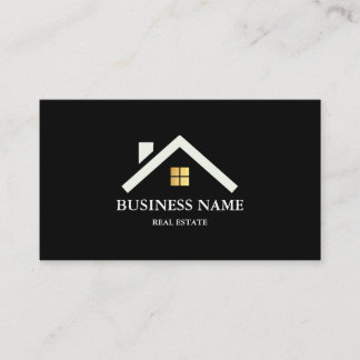 Modernes Immobilien-Haus-Logo Schwarz & Gold Visitenkarte
