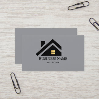 Modernes Immobilien-Haus-Logo Schwarz & Gold Visitenkarte