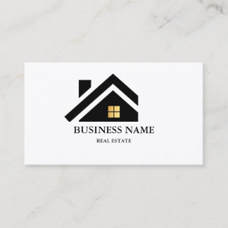Modernes Immobilien-Haus-Logo Schwarz & Gold Visitenkarte