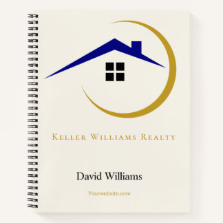 Modernes Immobilien-Weiß- und Gold-Kundenlogo  Notizbuch