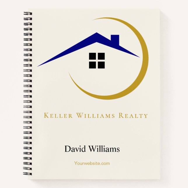 Modernes Immobilien-Weiß- und Gold-Kundenlogo  Notizbuch (Vorderseite)
