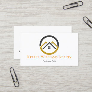 Modernes Immobilien-Weiß- und Gold-Kundenlogo Visitenkarte