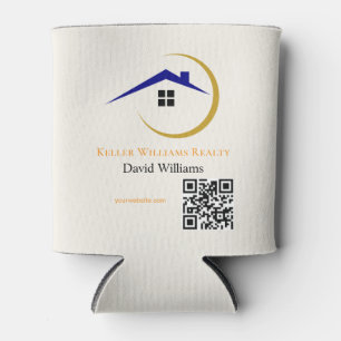 Modernes Immobilien Weiß- und Gold-Logo Dosenkühler