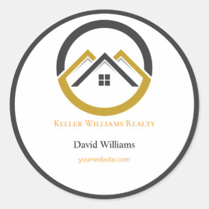 Modernes Immobilien Weiß- und Gold-Logo Runder Aufkleber