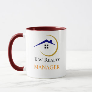 Modernes Immobilien-Weiß- und Gold-Logo Tasse
