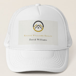 Modernes Immobilien Weiß- und Gold-Logo Truckerkappe