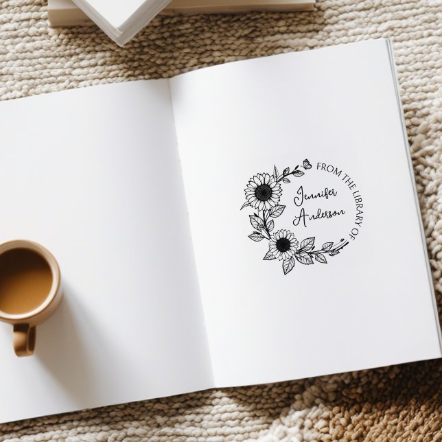 Modernes Individuelle Name-Bibliothekbuch für Sonn Gummistempel (Von Creator hochgeladen)