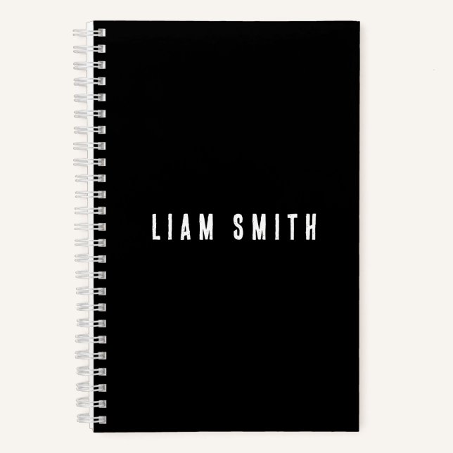 Modernes Individuelle Name-Black-Notebook Notizbuch (Vorderseite)