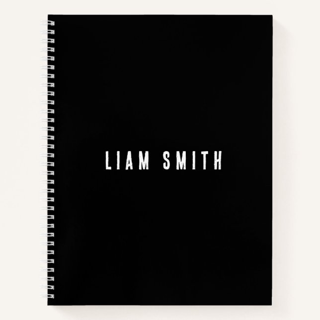 Modernes Individuelle Name-Black-Notebook Notizbuch (Vorderseite)