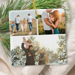 Modernes, individuelles Angebot Personalisiert 3 F Keramikornament<br><div class="desc">Erstellen Sie Ihr eigenes Foto und zitieren Sie Weihnachtsschmuck. Enthält drei Ihrer Bilder und personalisierten Text in minimalistischer Schrift Typografie.</div>