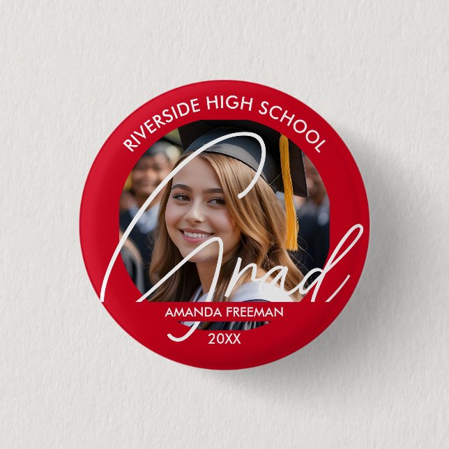 Modernes, individuelles Foto für Graduate Button (Vorderseite)