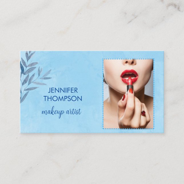 Modernes, individuelles Makeup Artist Blue Waterco Visitenkarte (Vorderseite)