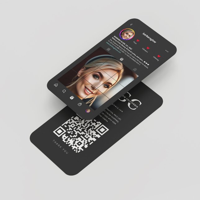 Modernes Instagram Inspiriert Makeup Artist Lash D Visitenkarte (Modern Instagram Inspired Makeup Artist Lash EXTENSIONS LASHES BEAUTY SALON MONOGRAM QR BLACK
)