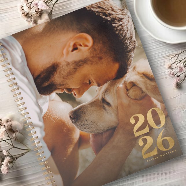 Modernes Jahr 2026 Foto Imitats anpassen Gold Foil Planer (Von Creator hochgeladen)