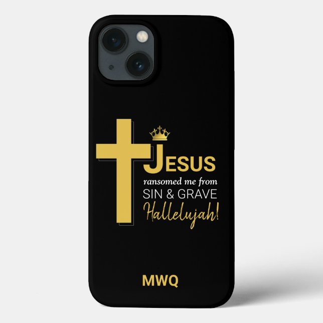 Modernes JESUS RANSOMED ME Christlich Monogram Case-Mate iPhone Hülle (Rückseite)