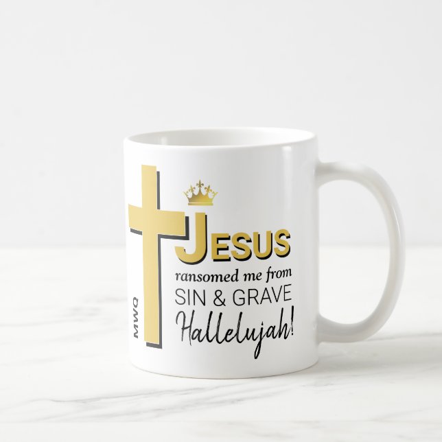 Modernes JESUS RANSOMED ME Christlich Osterfest Kaffeetasse (Rechts)