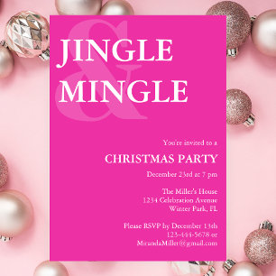 Modernes Jingle Mingle Vibrann Pink Weihnachts-Par Einladung