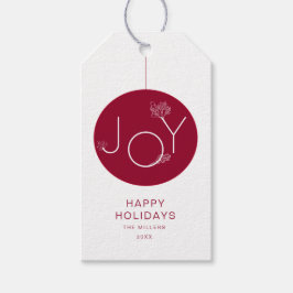 Modernes Joy Happy Holidays Kraft - Geschenktag Geschenkanhänger