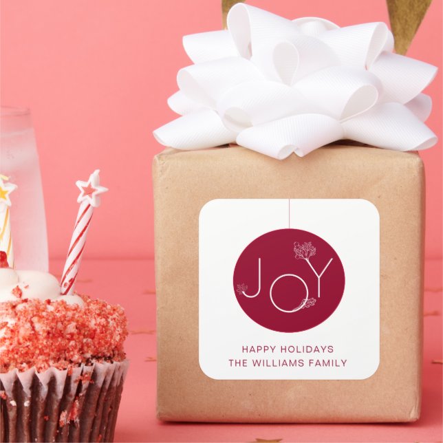 Modernes Joy Ornament Red Happy Holidays Sticker (Party)
