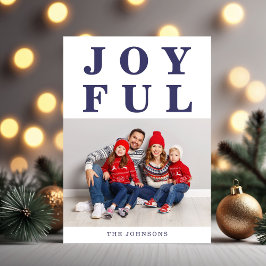 Modernes Joyful Navy Blue Foto Weihnachten